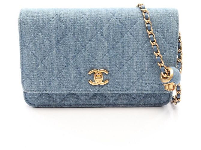 Bolsa de Ombro Chanel Matelassé Denim Azul