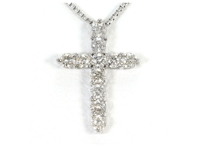 Autre Marque Colar de ouro branco 18K e diamantes Dourado
