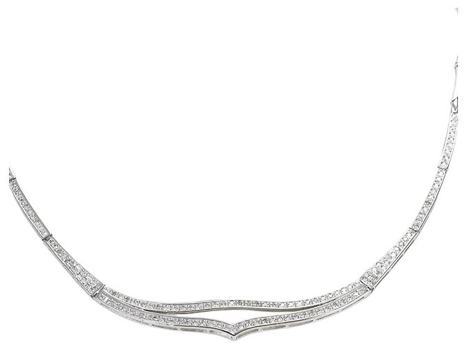 Autre Marque Collar de oro blanco de 18K con diamante Dorado