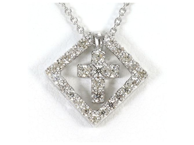 Autre Marque Colar de ouro branco 18K e diamantes Dourado