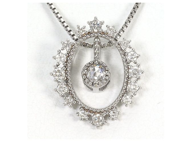 Autre Marque Colar de ouro branco 18K com diamantes Dourado