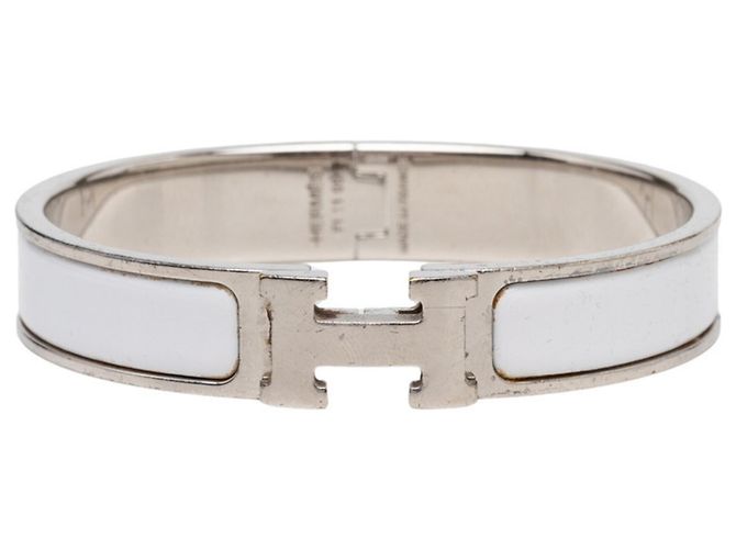 Pulseira Click H GM Hermès em prata e branco