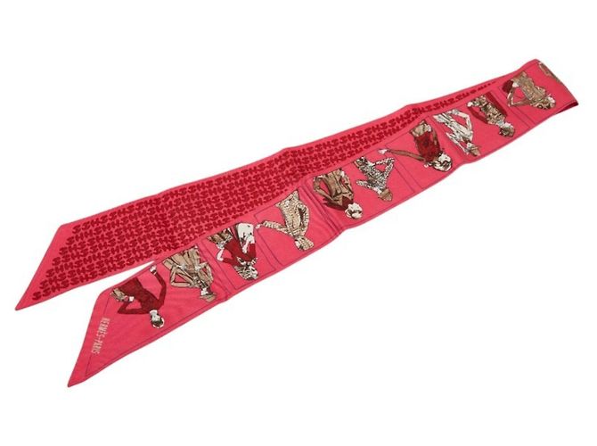 Hermès Lenço Twilly de seda rosa Hermes
