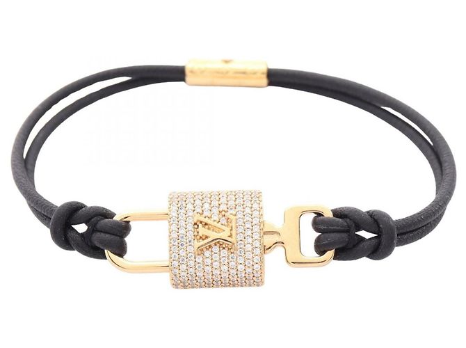 Bracciale Charm Louis Vuitton LV Padlock Nero D'oro