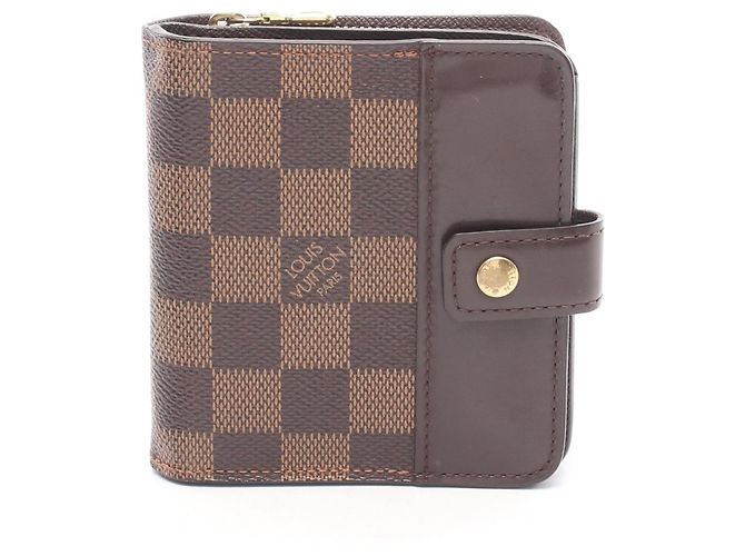 Portafoglio bi-fold Louis Vuitton Compact Zip Damier Ebene Marrone