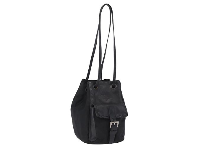 Borsa PRADA Borsa a tracolla Nylon Pelle Nero Argento Aut 192532