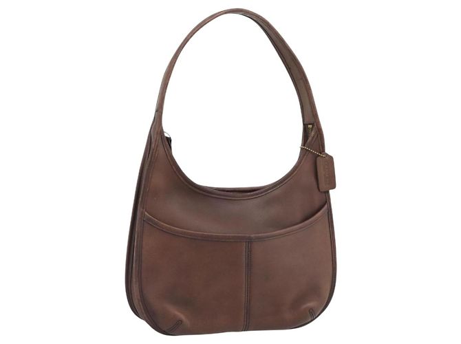 Borsa a Spalla Coach in Pelle Marrone e Oro Auth 194914A D'oro
