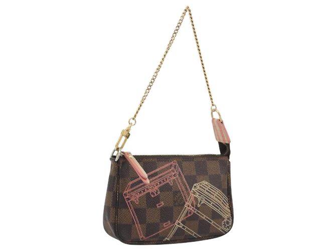 LOUIS VUITTON Damier Ebene Trunk Mini Pochette Accessoires N41433 Auth 192441A