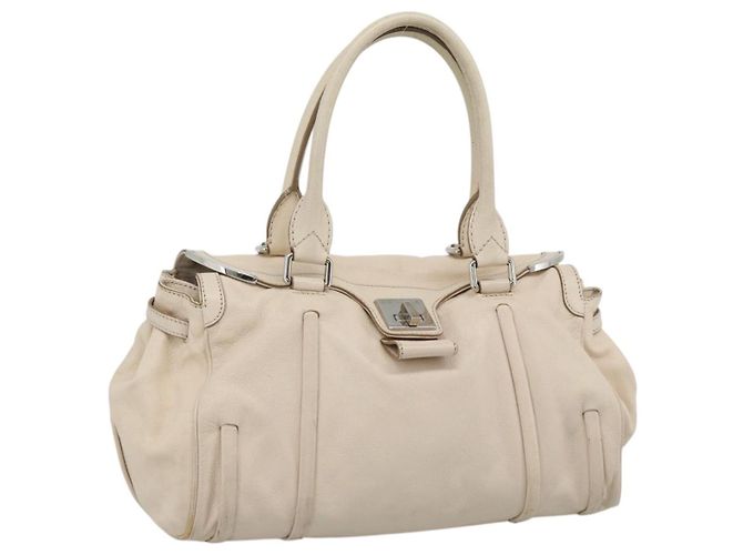 Céline CELINE Handtasche Leder Elfenbein Silber Authentisch BA14651 Roh