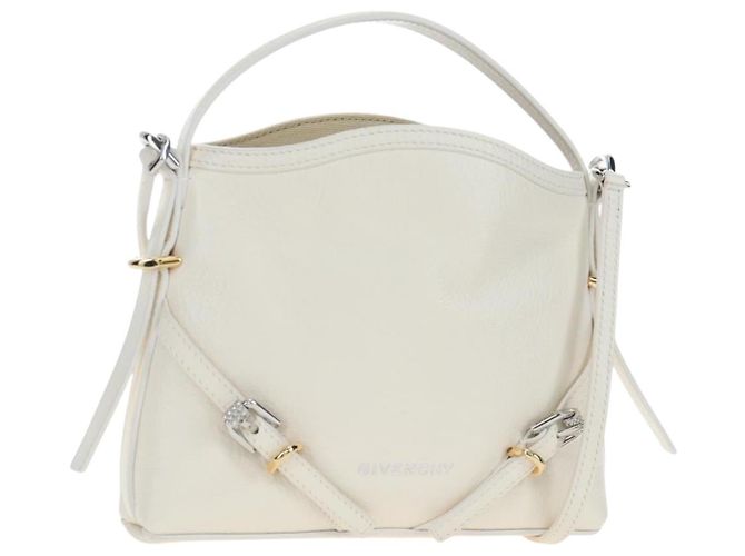 Bolsa de Ombro GIVENCHY Voyou em Couro 2way Branco Prata Ouro Auth 192539V Dourado