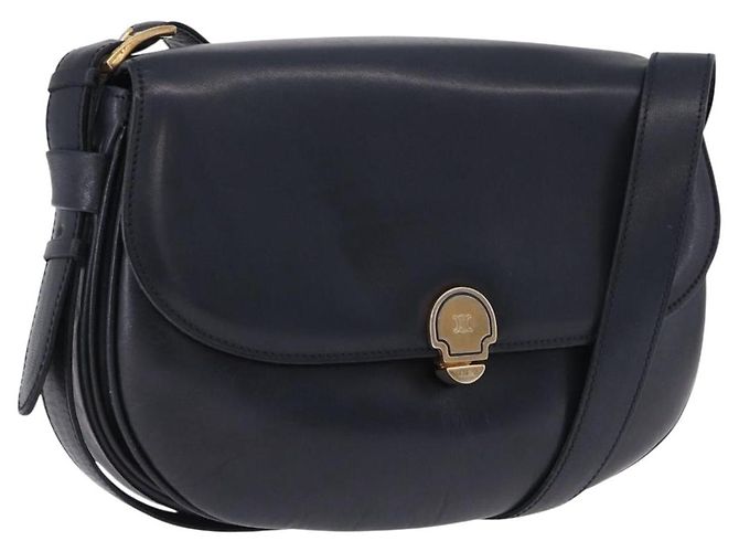 Céline Borsa a Spalla CELINE in Pelle Blu Navy e Oro Auth 193580A D'oro
