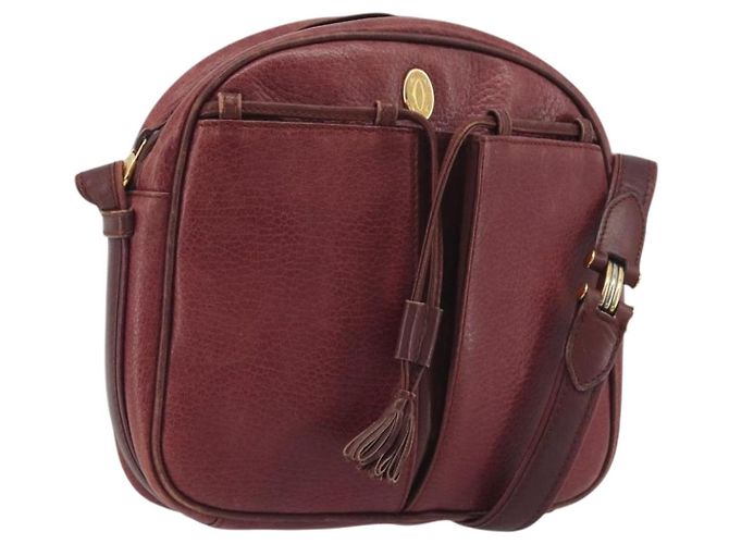 Borsa a Spalla LOEWE Anagram in Pelle Bordeaux Oro Auth 192544 D'oro Bordò