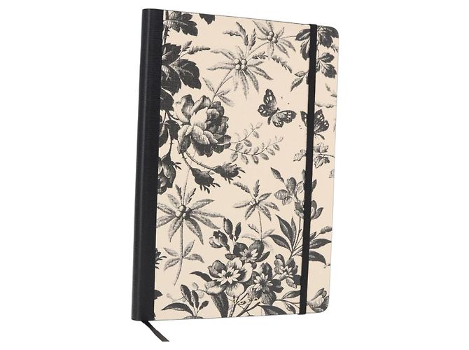 GUCCI NoteBook Canvas Beige Schwarz Authentisch BA14610M