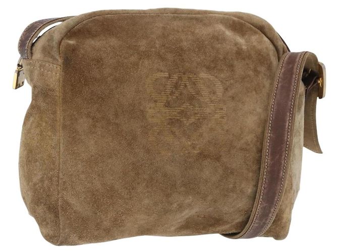 Borsa a tracolla LOEWE in scamosciato beige e oro Auth bs36680 D'oro