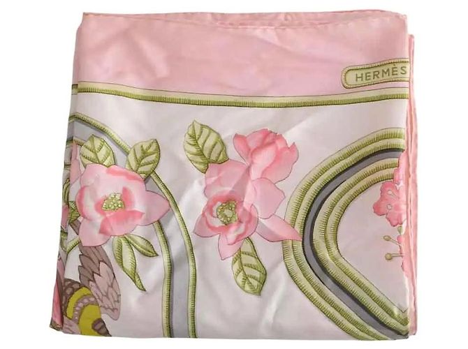 Lenço Hermès Caraibes de seda rosa