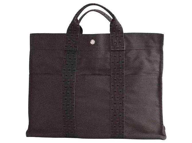 Hermès Shopper Anthrazit Stoff Anthrazitgrau