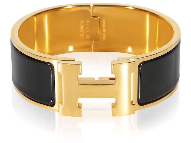 Bracelet Clic Clac en Noir plaqué or Hermès 