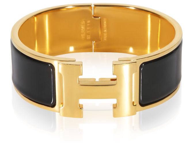 Pulseira Clic Clac em Noir banhada a ouro Hermès 