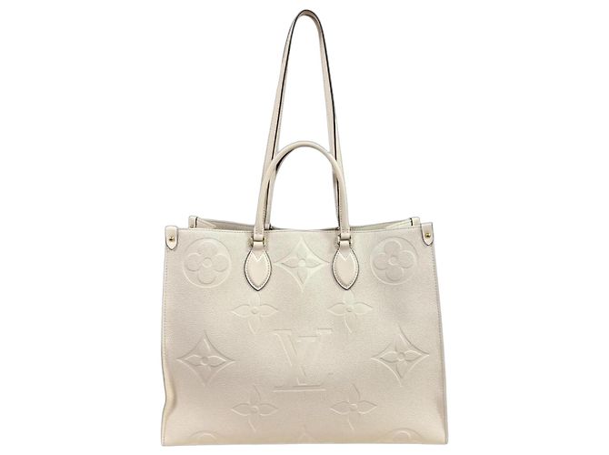 Bolsa de ombro Louis Vuitton OnTheGo GM Monogram Empreinte Bege Fora de branco