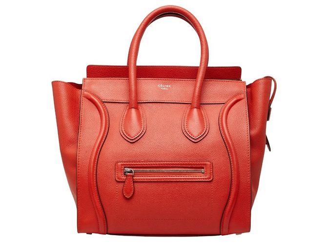 Céline Borsa Celine Luggage Mini Shopper Rosso Arancione