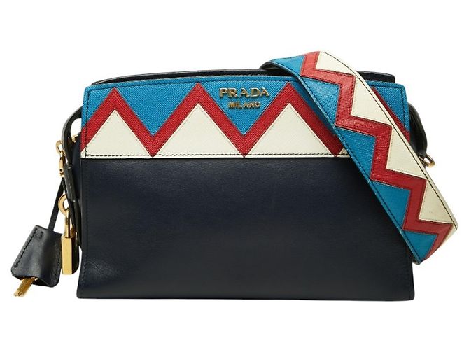 Bolsa de tiracolo Prada Esplanade Saffiano Multicor Azul marinho