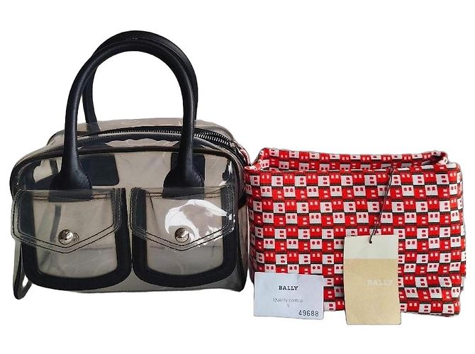 Bally Savanna Bolsa em PVC transparente e couro Marrom Preto Branco Vermelho