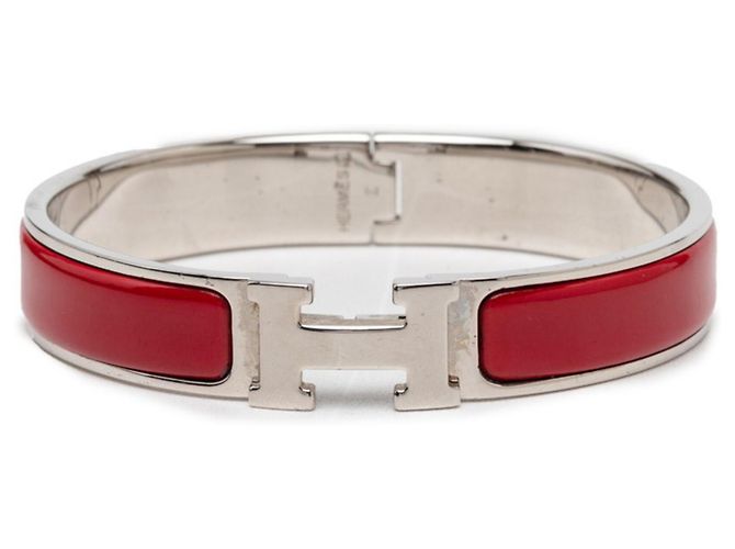 Hermès Click H GM Charm Armband Hermes Silber Bordeaux