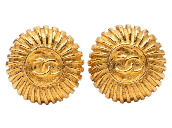 Orecchini tondi con logo Coco Chanel placcati in oro D'oro