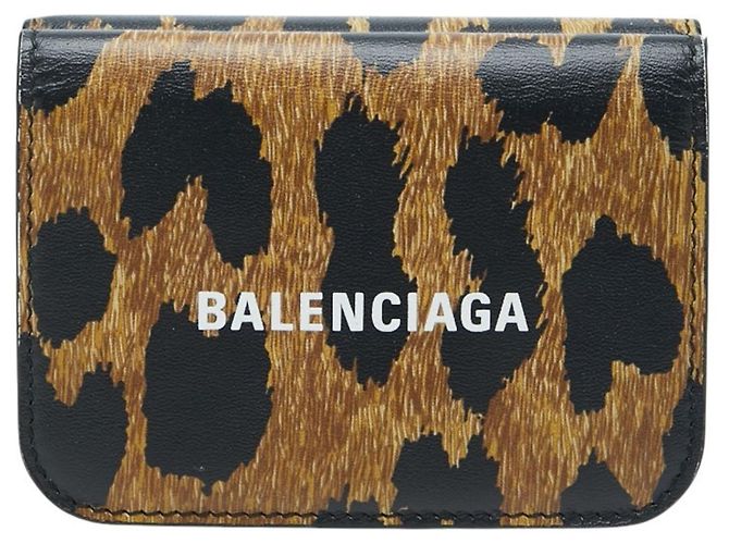 Everyday Balenciaga Leopard Tri-fold Wallet Brown Black