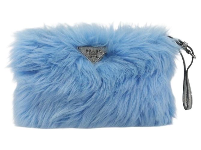 Clutch Prada Faux Fur Oversized Blu