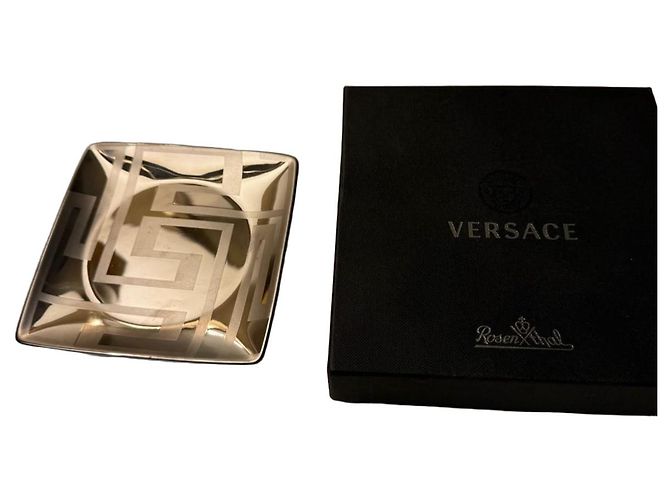 Kleiner Teller Versace Medusa Gala Weiß Silber Hardware
