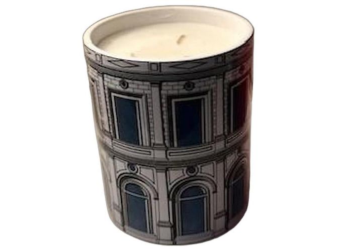 Fornasetti Profumi Architectural Ceramic Scented Candle White Blue Grey