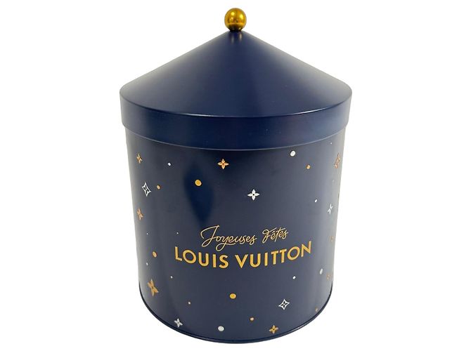 Louis Vuitton Caixa de Metal Edição Limitada Natal 2024 Dourado Azul escuro