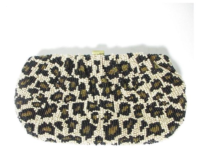 Autre Marque SANTI Leopard Beads Party Bag Bege