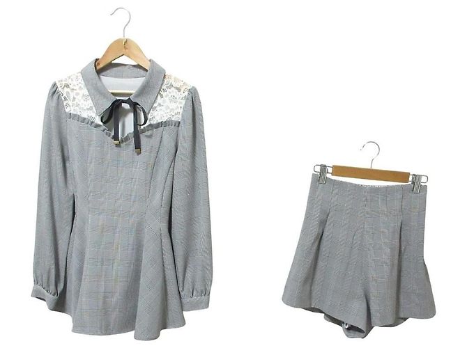 Autre Marque Conjunto de manga comprida Secret Honey Check Marrom