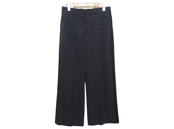 Stella Mc Cartney Pantalones anchos de rayas Stella McCartney Negro Azul Azul marino