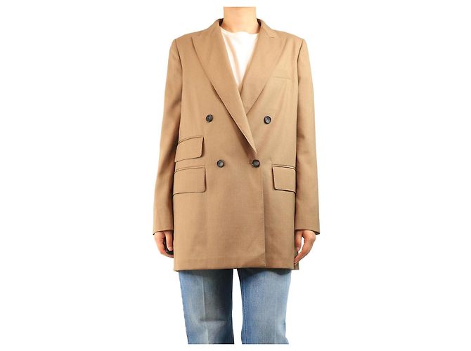 Max Mara Brown double breasted lightweight blazer - size UK 14