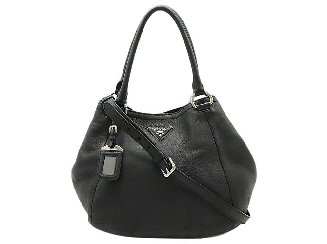Prada Borsa 2way in pelle Vitello Daino nera Nero