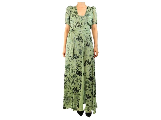 Alice + Olivia Maxikleid mit Blumenmuster in Grün - Größe UK 10