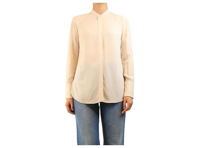 Brunello Cucinelli Creme-Seidencrepe-Bluse - Größe M Roh