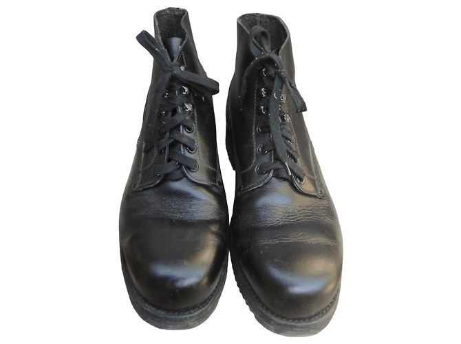 Autre Marque Gioia Black Leather Military Style Boots