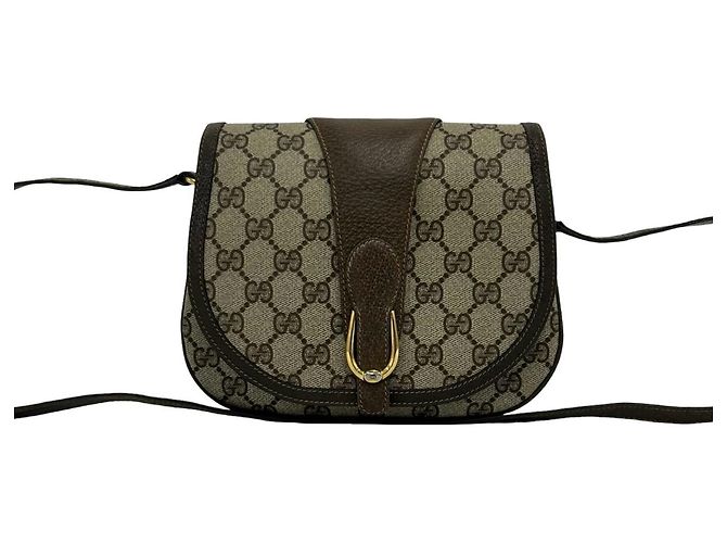 Mini sac à bandoulière en cuir à motif logo GG Old de Gucci Marron