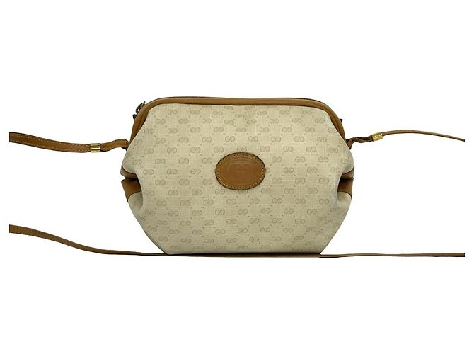 Bolsa de ombro em couro Micro GG Gucci Marrom Bege