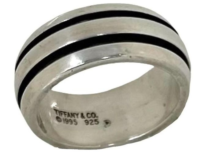 Tiffany & Co Anello Tiffany Grooved Double Line in Argento 925