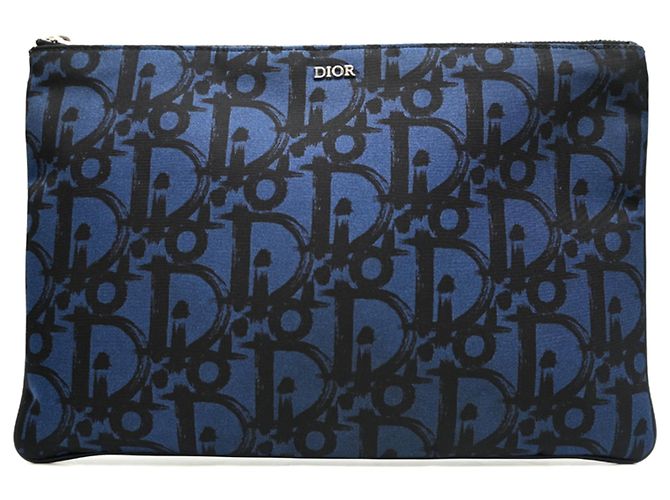Clutch Christian Dior Dior Oblique Nero Blu