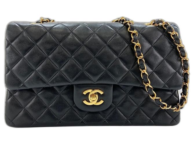 Timeless CHANEL Matelassé 25 Bolsa de Ombro Preto