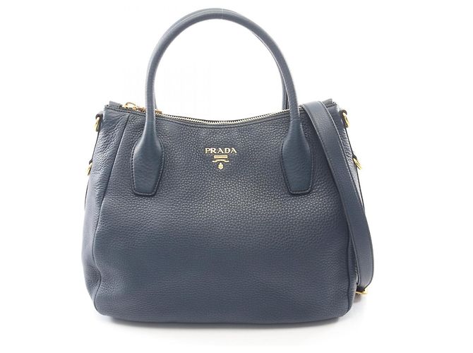 Borsa Tote Prada Navy Vitello Daino Blu navy