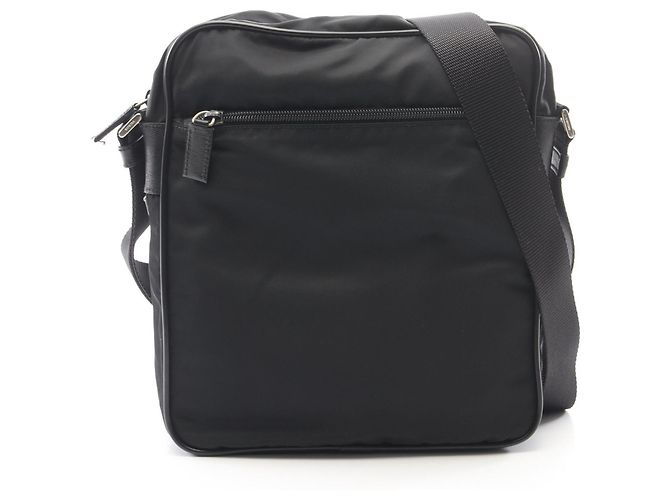 Saffiano Prada Triangle Logo Shoulder Bag Black