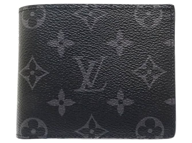 Cartera de doble pliegue Louis Vuitton Monogram Eclipse Negro