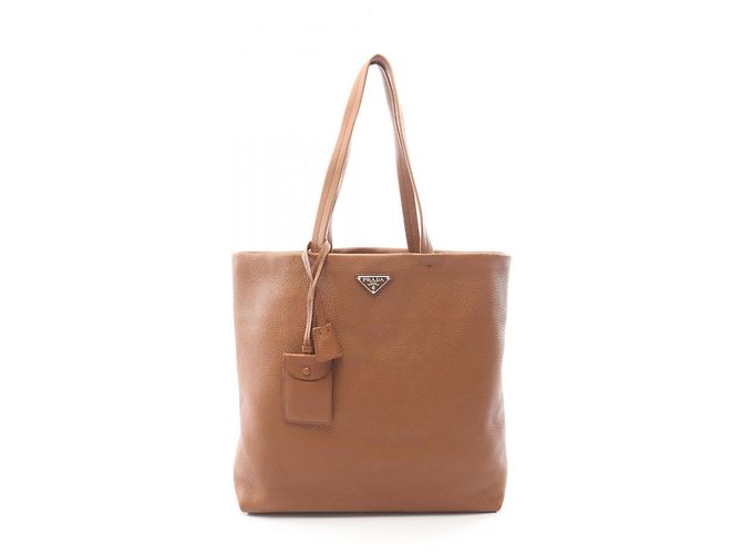 Tote Sac cabas Prada avec logo Triangle Marron